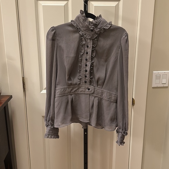 Alice Temperley for Target women’s Ruffled Victorian Gray Buttoned Blouse - Picture 7 of 17